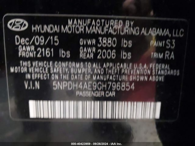 Photo 8 VIN: 5NPDH4AE9GH796854 - HYUNDAI ELANTRA 