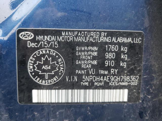 Photo 11 VIN: 5NPDH4AE9GH798362 - HYUNDAI ELANTRA SE 