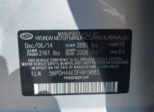 Photo 8 VIN: 5NPDH4AEOFH619883 - HYUNDAI ELANTRA 