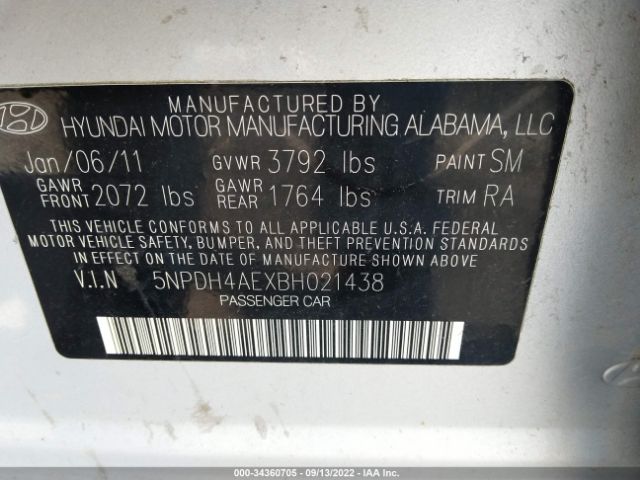 Photo 8 VIN: 5NPDH4AEXBH021438 - HYUNDAI ELANTRA 