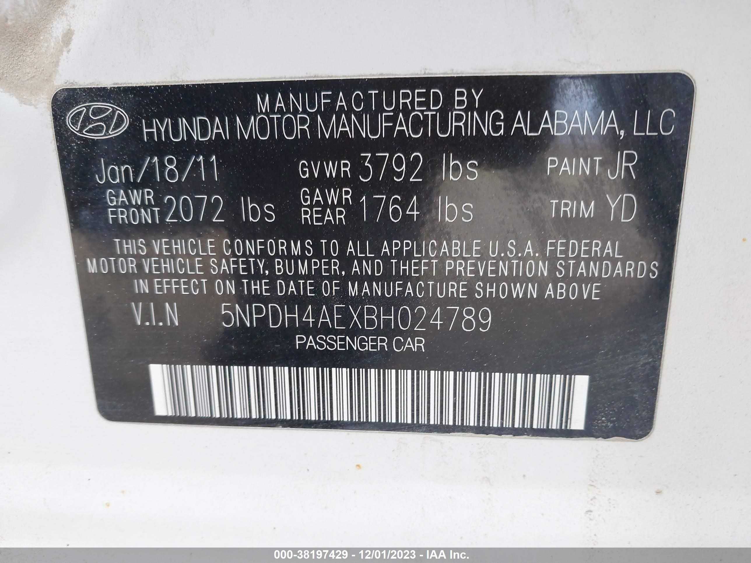 Photo 8 VIN: 5NPDH4AEXBH024789 - HYUNDAI ELANTRA 