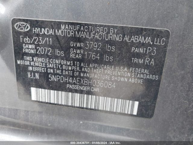 Photo 8 VIN: 5NPDH4AEXBH036084 - HYUNDAI ELANTRA 