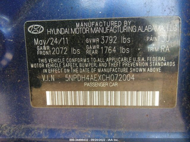 Photo 8 VIN: 5NPDH4AEXCH072004 - HYUNDAI ELANTRA 