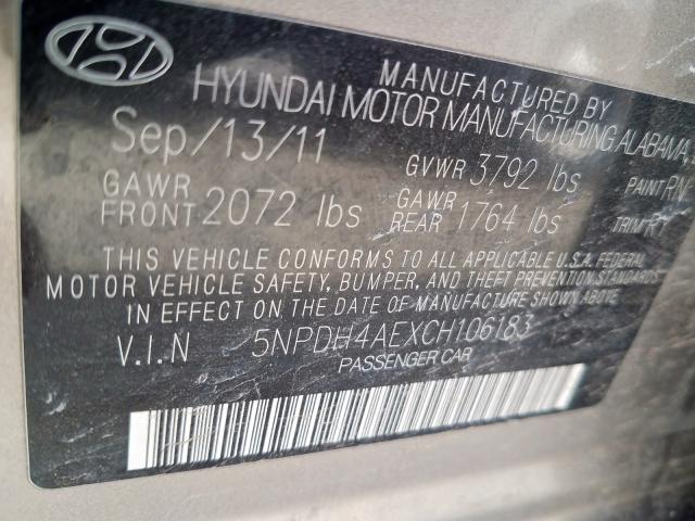 Photo 9 VIN: 5NPDH4AEXCH106183 - HYUNDAI ELANTRA GL 