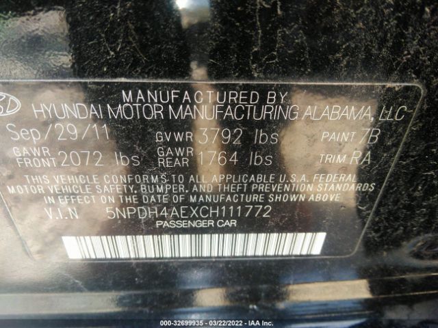 Photo 8 VIN: 5NPDH4AEXCH111772 - HYUNDAI ELANTRA 