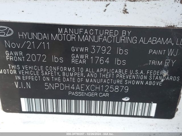 Photo 8 VIN: 5NPDH4AEXCH125879 - HYUNDAI ELANTRA 