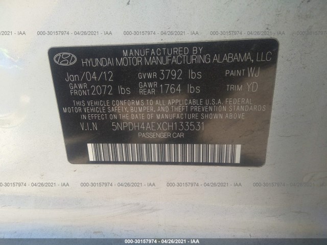 Photo 8 VIN: 5NPDH4AEXCH133531 - HYUNDAI ELANTRA 