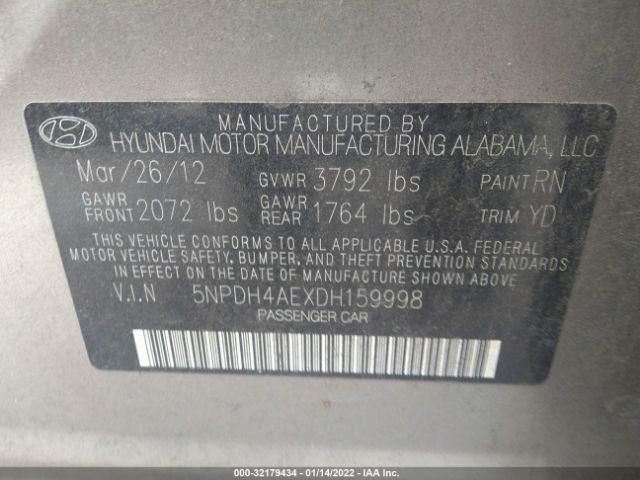 Photo 8 VIN: 5NPDH4AEXDH159998 - HYUNDAI ELANTRA 