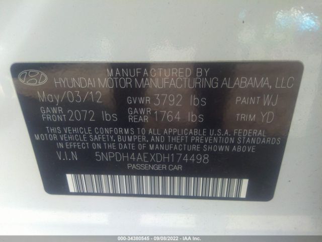 Photo 8 VIN: 5NPDH4AEXDH174498 - HYUNDAI ELANTRA 