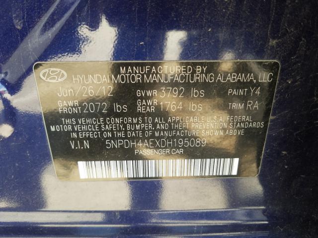 Photo 9 VIN: 5NPDH4AEXDH195089 - HYUNDAI ELANTRA 