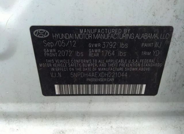 Photo 8 VIN: 5NPDH4AEXDH221044 - HYUNDAI ELANTRA 