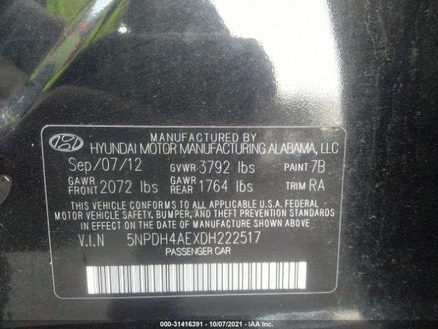 Photo 8 VIN: 5NPDH4AEXDH222517 - HYUNDAI ELANTRA 