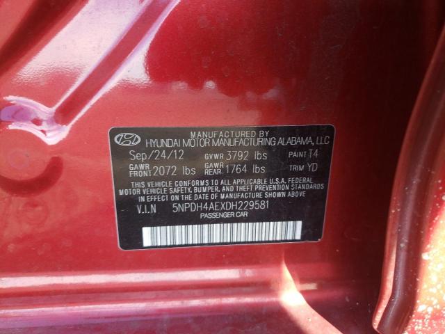 Photo 9 VIN: 5NPDH4AEXDH229581 - HYUNDAI ELANTRA GL 