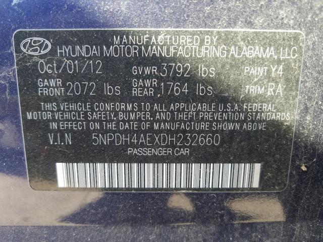 Photo 9 VIN: 5NPDH4AEXDH232660 - HYUNDAI ELANTRA GL 