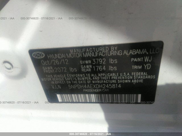 Photo 8 VIN: 5NPDH4AEXDH245814 - HYUNDAI ELANTRA 