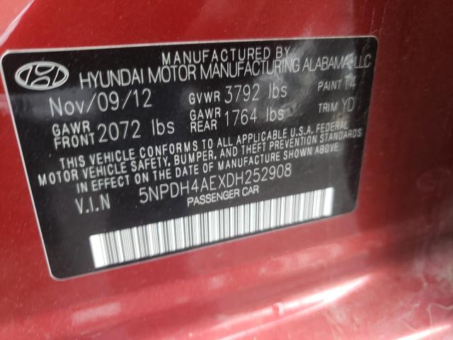 Photo 9 VIN: 5NPDH4AEXDH252908 - HYUNDAI ELANTRA GL 