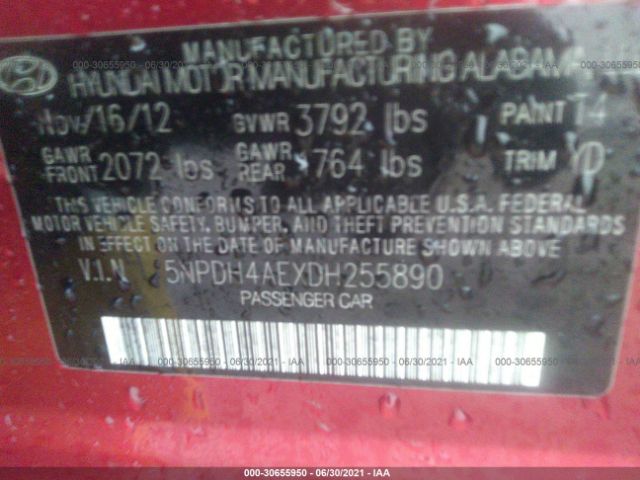 Photo 8 VIN: 5NPDH4AEXDH255890 - HYUNDAI ELANTRA 