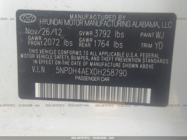 Photo 8 VIN: 5NPDH4AEXDH258790 - HYUNDAI ELANTRA 