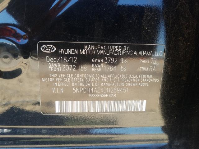 Photo 9 VIN: 5NPDH4AEXDH269451 - HYUNDAI ELANTRA GL 