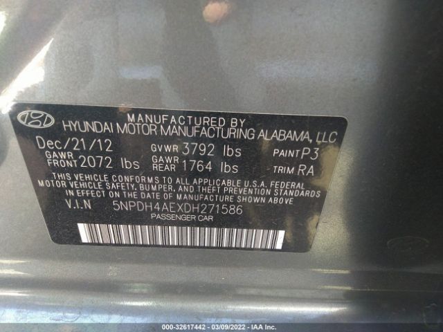 Photo 8 VIN: 5NPDH4AEXDH271586 - HYUNDAI ELANTRA 