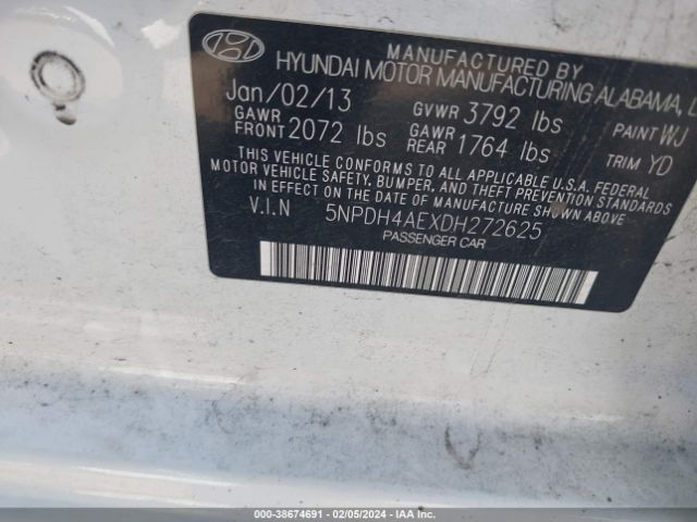 Photo 8 VIN: 5NPDH4AEXDH272625 - HYUNDAI ELANTRA 