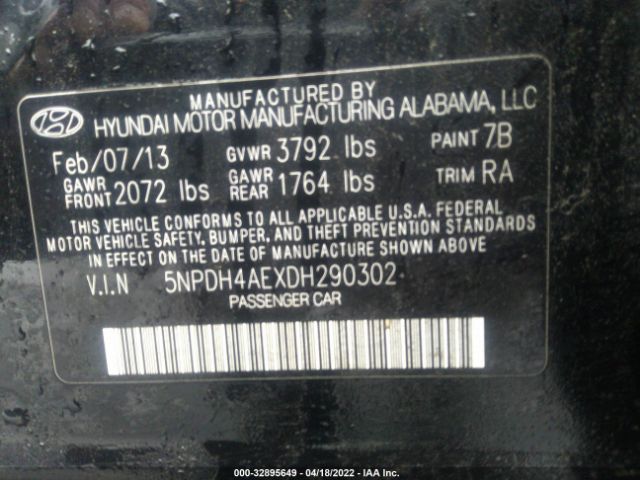 Photo 8 VIN: 5NPDH4AEXDH290302 - HYUNDAI ELANTRA 