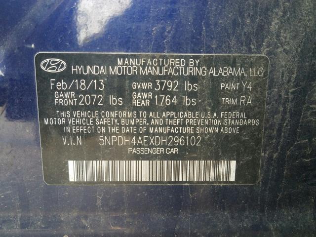 Photo 9 VIN: 5NPDH4AEXDH296102 - HYUNDAI ELANTRA 