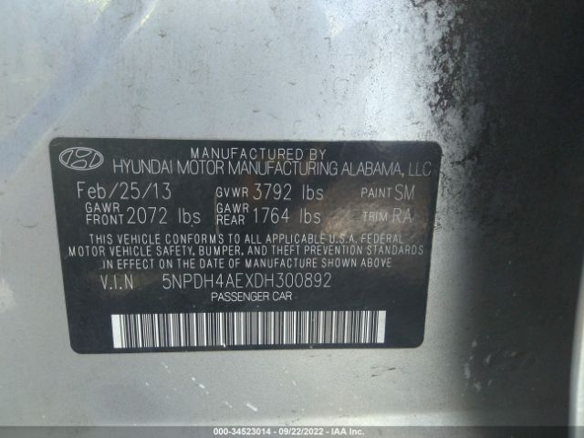 Photo 8 VIN: 5NPDH4AEXDH300892 - HYUNDAI ELANTRA 