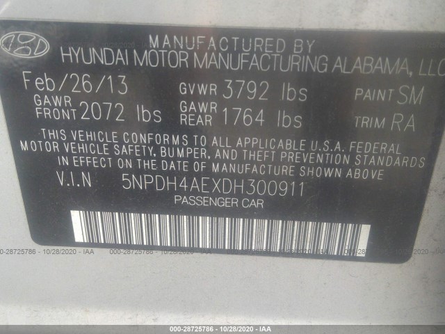 Photo 8 VIN: 5NPDH4AEXDH300911 - HYUNDAI ELANTRA 