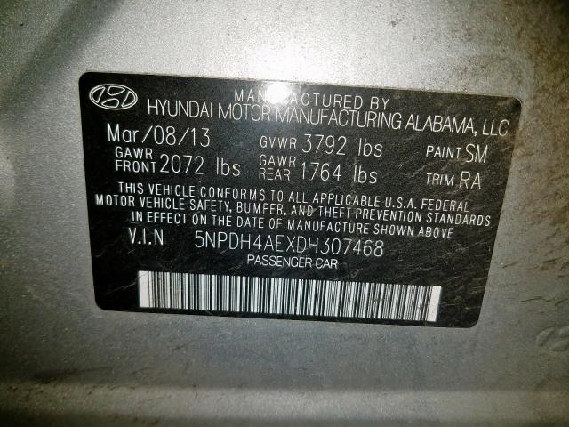 Photo 9 VIN: 5NPDH4AEXDH307468 - HYUNDAI ELANTRA GL 