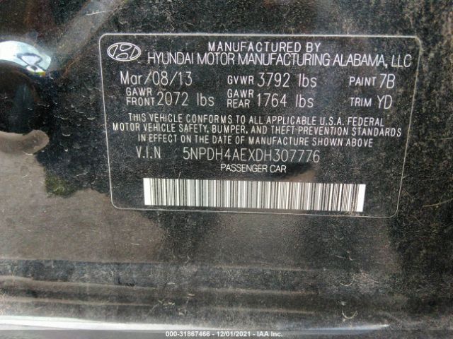 Photo 8 VIN: 5NPDH4AEXDH307776 - HYUNDAI ELANTRA 