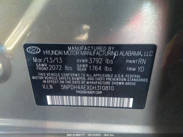 Photo 8 VIN: 5NPDH4AEXDH310810 - HYUNDAI ELANTRA 