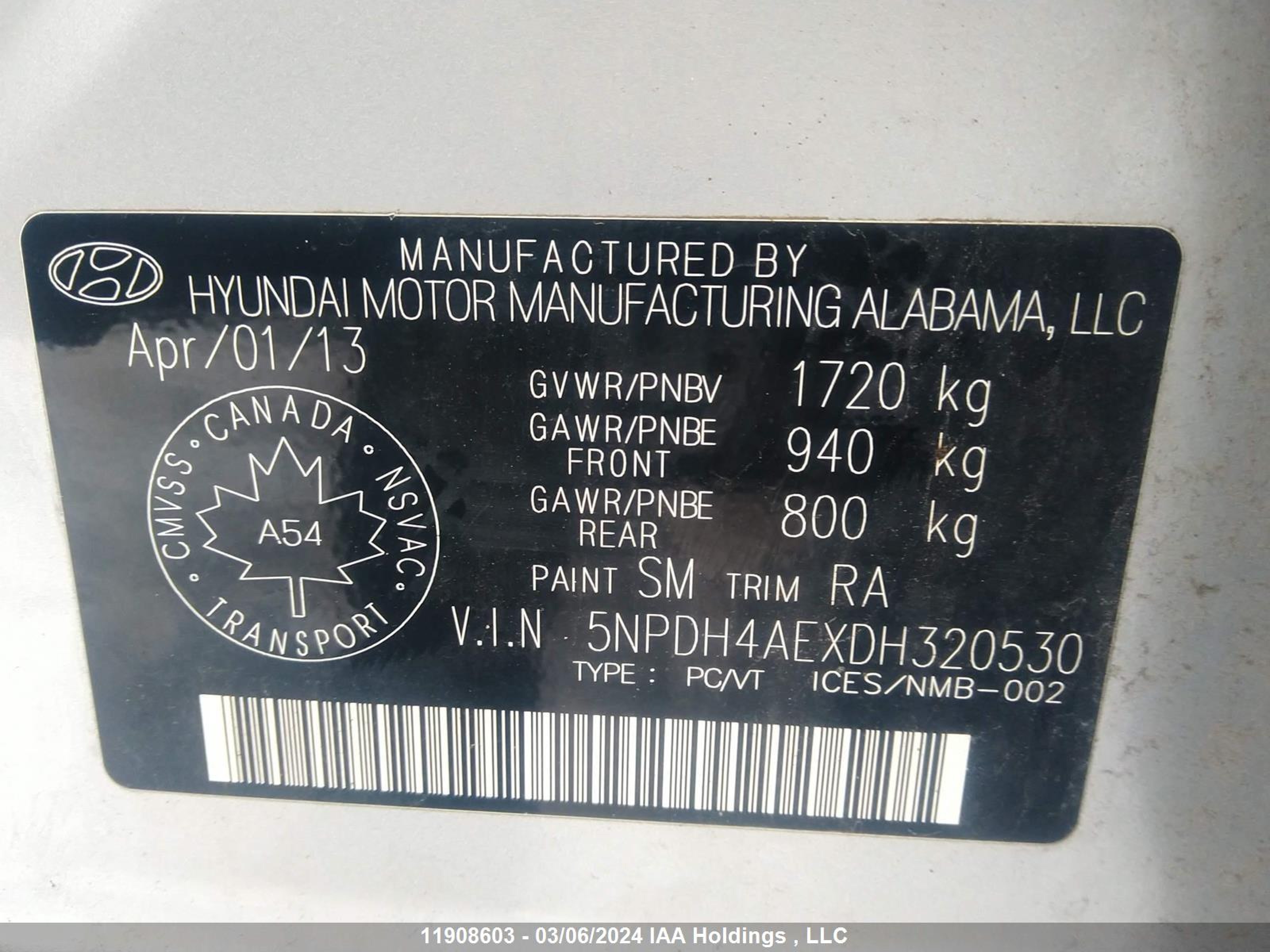 Photo 8 VIN: 5NPDH4AEXDH320530 - HYUNDAI ELANTRA 