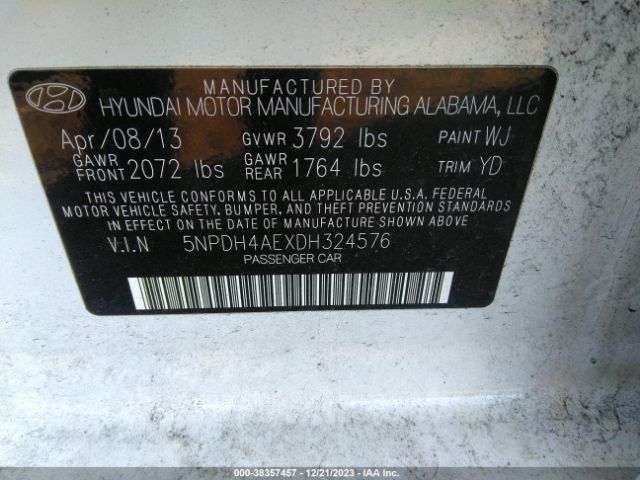 Photo 8 VIN: 5NPDH4AEXDH324576 - HYUNDAI ELANTRA 