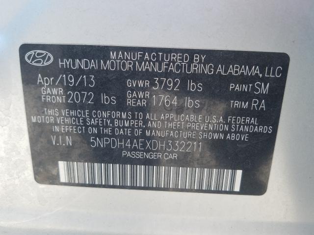 Photo 9 VIN: 5NPDH4AEXDH332211 - HYUNDAI ELANTRA GL 