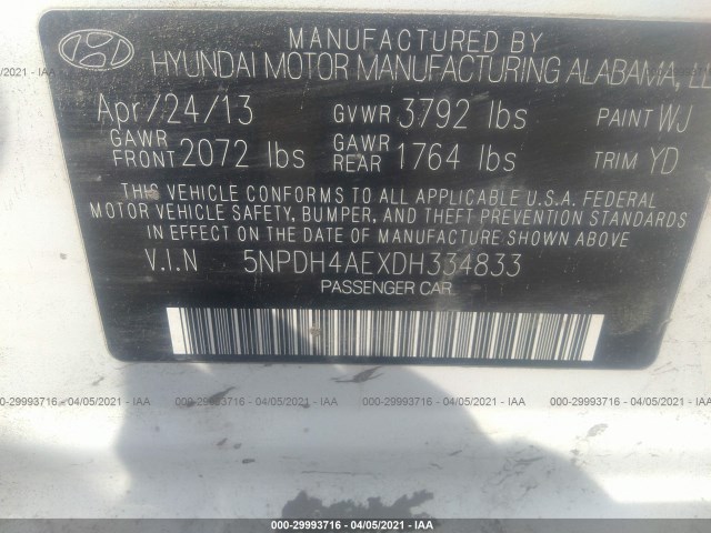 Photo 8 VIN: 5NPDH4AEXDH334833 - HYUNDAI ELANTRA 