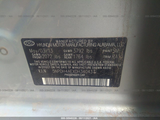 Photo 8 VIN: 5NPDH4AEXDH340437 - HYUNDAI ELANTRA 