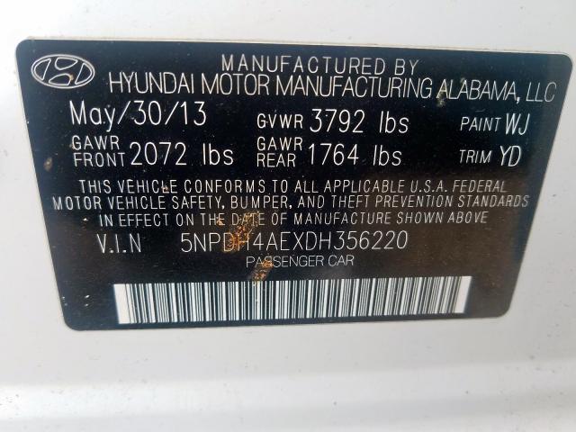 Photo 9 VIN: 5NPDH4AEXDH356220 - HYUNDAI ELANTRA GL 