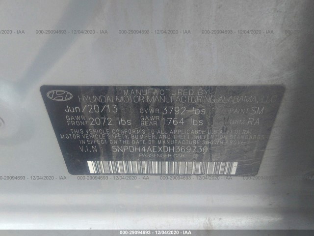 Photo 8 VIN: 5NPDH4AEXDH369730 - HYUNDAI ELANTRA 