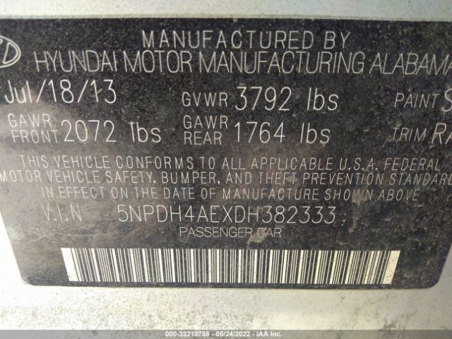 Photo 8 VIN: 5NPDH4AEXDH382333 - HYUNDAI ELANTRA 