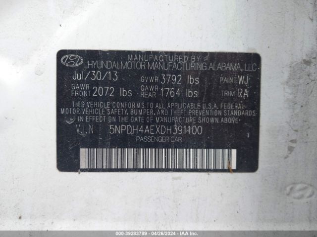 Photo 8 VIN: 5NPDH4AEXDH391100 - HYUNDAI ELANTRA 