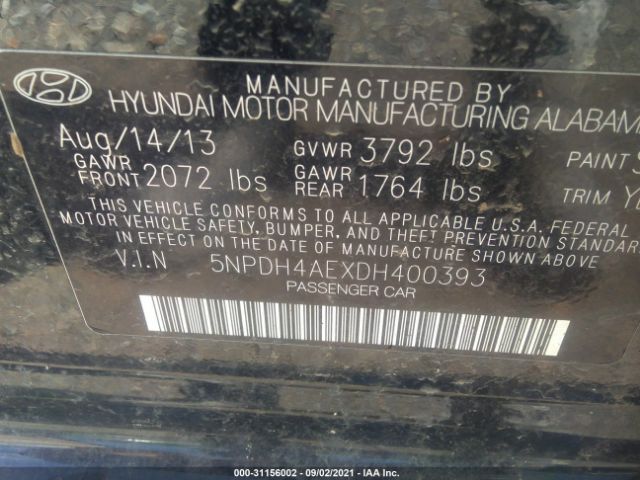 Photo 8 VIN: 5NPDH4AEXDH400393 - HYUNDAI ELANTRA 