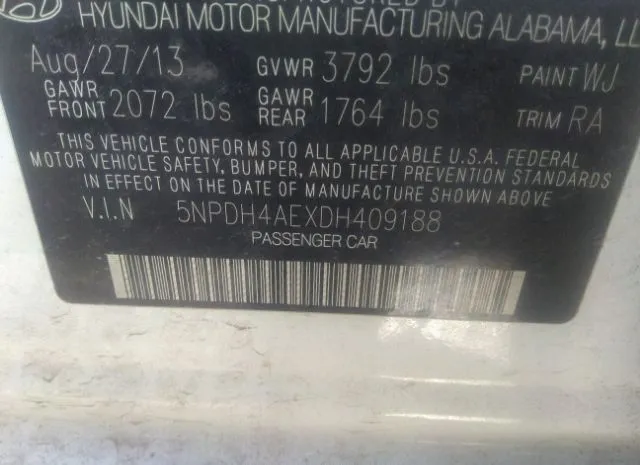 Photo 8 VIN: 5NPDH4AEXDH409188 - HYUNDAI ELANTRA 