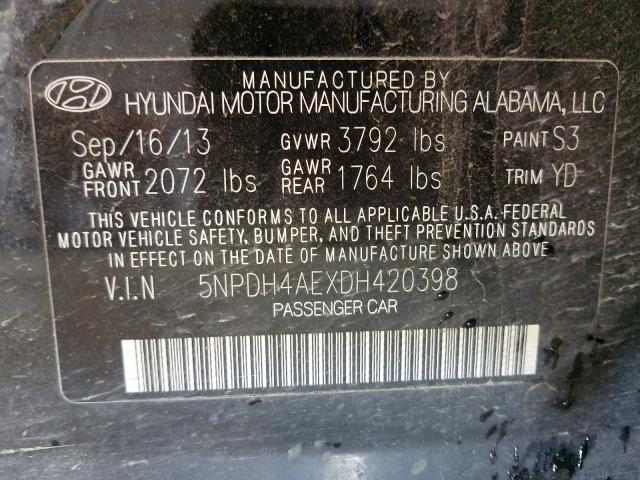 Photo 9 VIN: 5NPDH4AEXDH420398 - HYUNDAI ELANTRA GL 