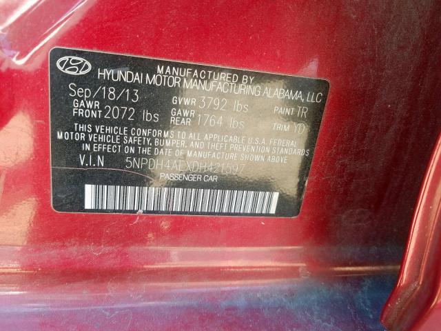 Photo 9 VIN: 5NPDH4AEXDH421597 - HYUNDAI ELANTRA GL 