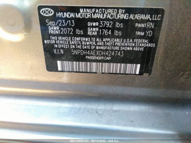 Photo 8 VIN: 5NPDH4AEXDH424743 - HYUNDAI ELANTRA 