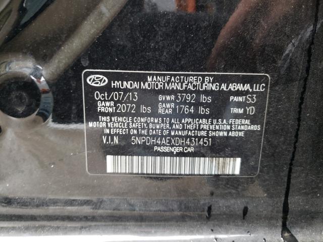 Photo 9 VIN: 5NPDH4AEXDH431451 - HYUNDAI ELANTRA GL 