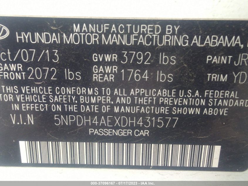 Photo 8 VIN: 5NPDH4AEXDH431577 - HYUNDAI ELANTRA 