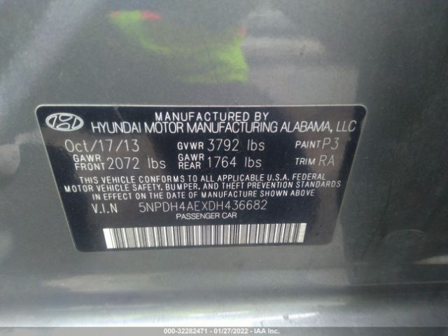 Photo 8 VIN: 5NPDH4AEXDH436682 - HYUNDAI ELANTRA 