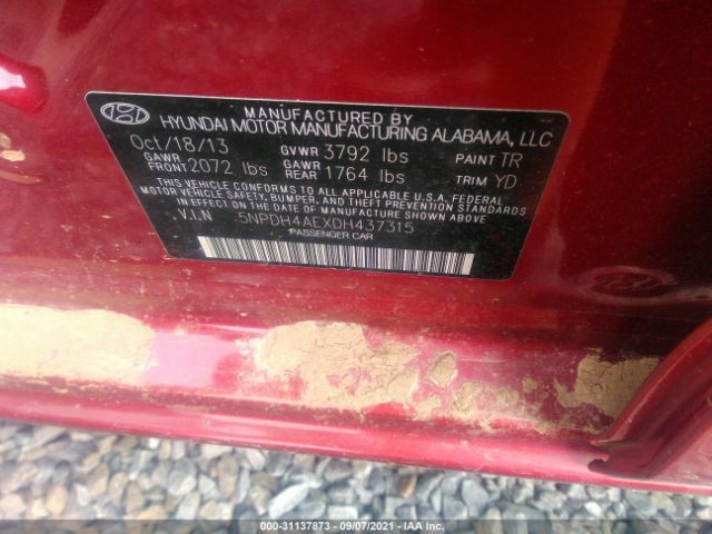 Photo 8 VIN: 5NPDH4AEXDH437315 - HYUNDAI ELANTRA 